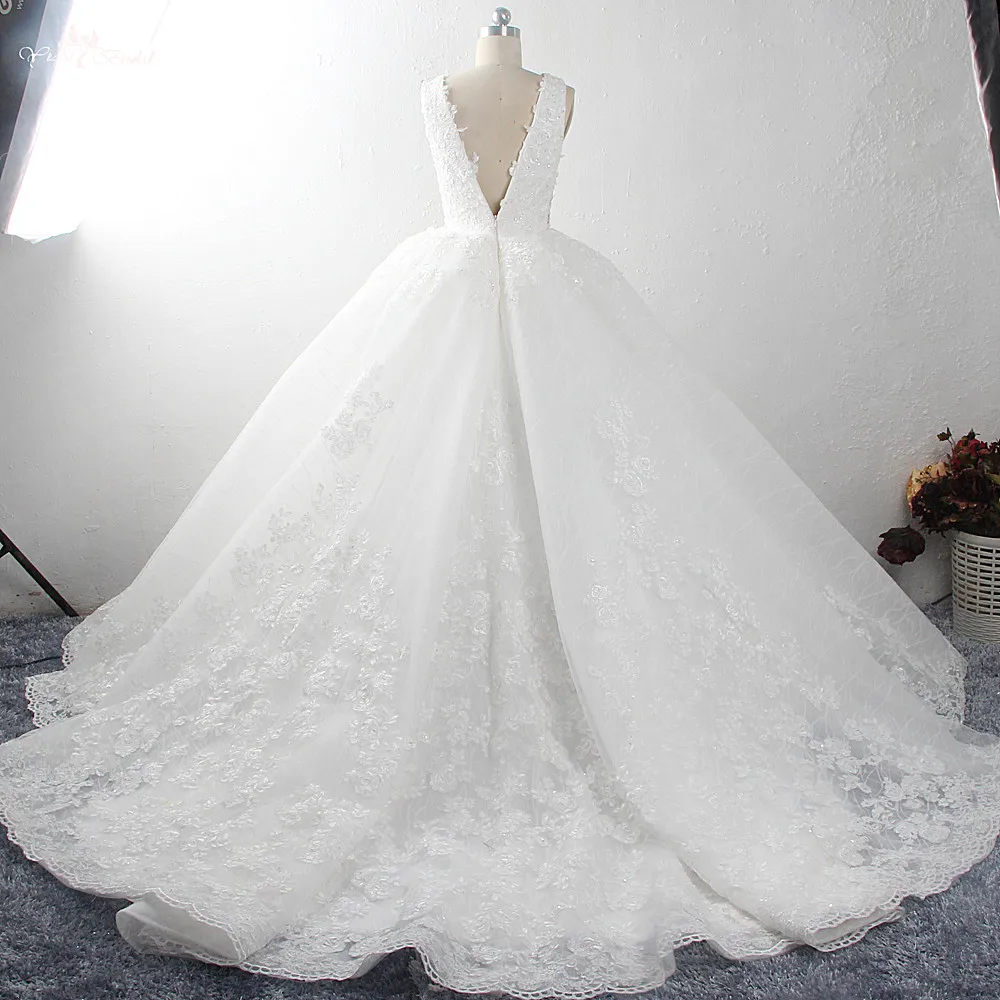 RSW1507 Robe De Mariee Princess Luxe Noiva V образный вырез прозрачные Свадебные платья 2019 бальное
