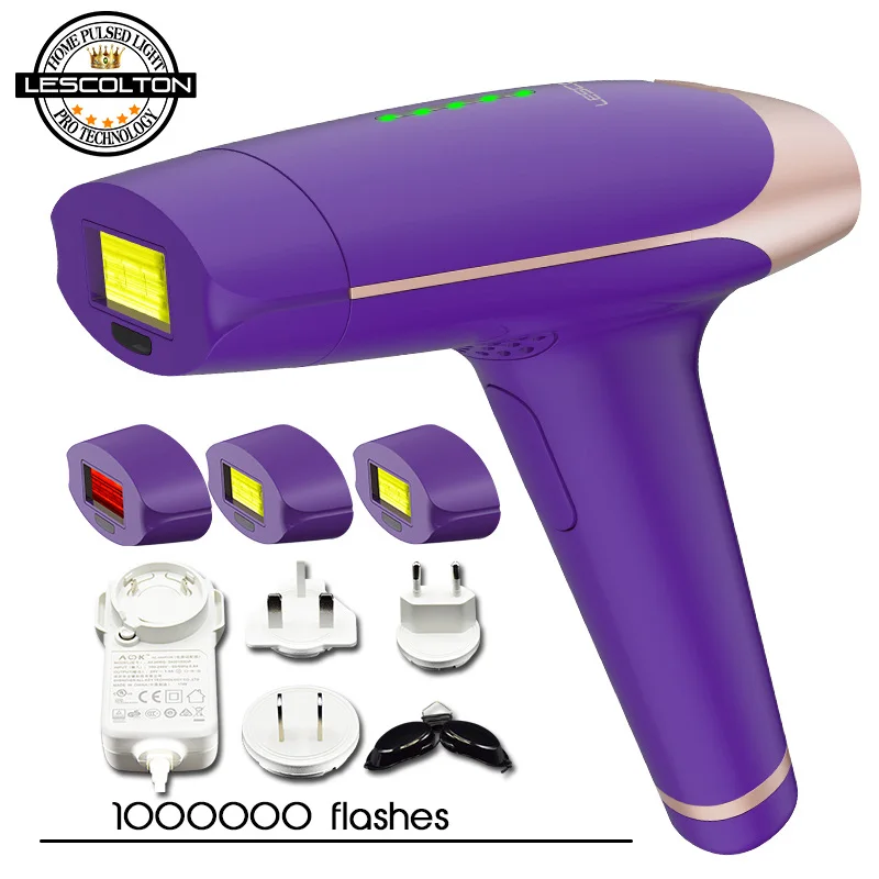 Лазерный эпилятор lescolton 1000000 раз, 4 в 1, Эпилятор IPL, эпилятор для удаления волос с ЖК-дисплеем, лазерное постоянное бикини - Цвет: 1000000times purple
