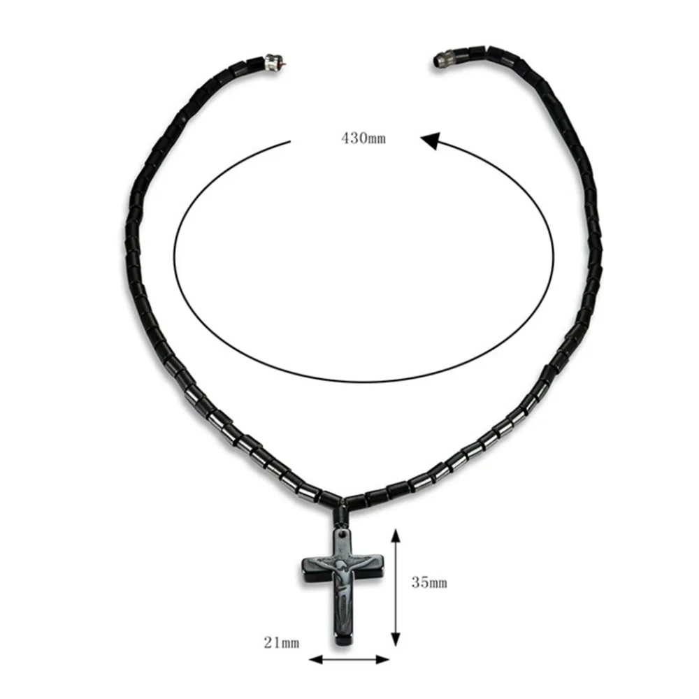 Fashion Hot Black Hematite Necklace With Magnetic Therapy For Healing Health Jewelry Cross Pendant
