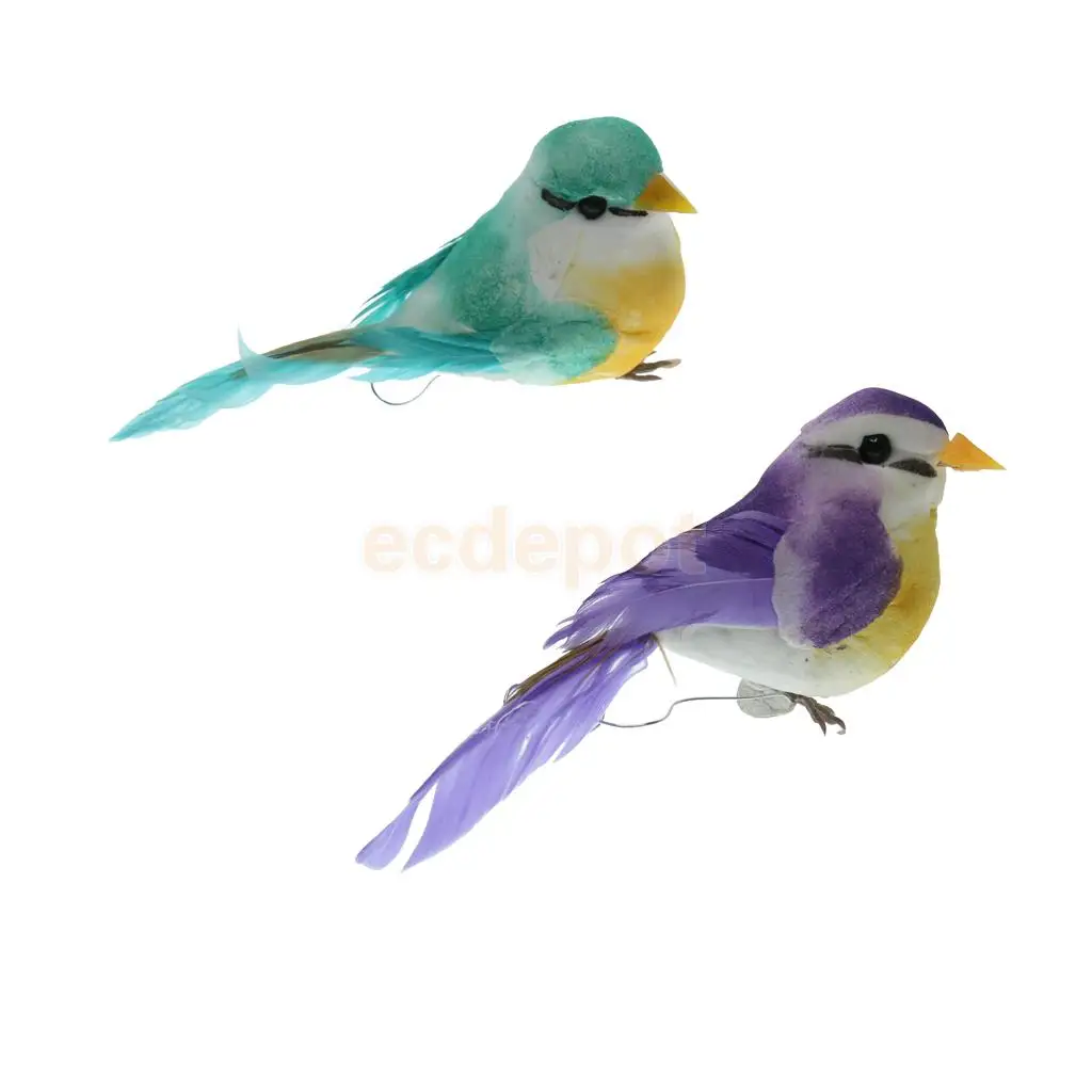 2pcs Artificial Bird Feathered Foam Simulation Bird Home Decor Ornament Craft Figurines Miniatures