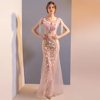 

2019 Dress Sexy Fashion PinkBackless Lace Mesh Tassel V Neck Women Sleeveless Print Night Club Body con Party Dresses Wholesale