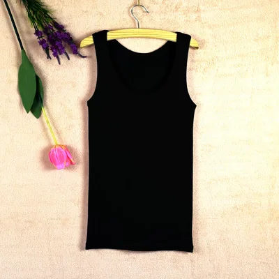 Хлопок топы тонкие женские летние без рукавов повседневные приталенные рубашки элегантные дамские размера плюс Tumblr Майки белые топы с u-образным вырезом - Цвет: Черный