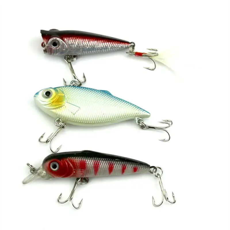 

3pcs Assorted Minnow VIB Minnow Fishing Lures New Fisher Crank Baits Swimbait Plastic Artificial Bionic Fish Tackle Treble Hook