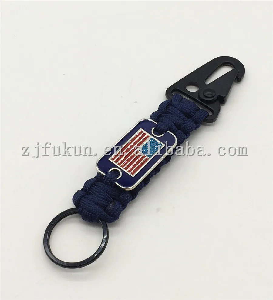 

Handmade Survival Olecranon Clasp Molle Hooks Camping Backpack Survival Tools Paracord American Flag Paracord Keychain