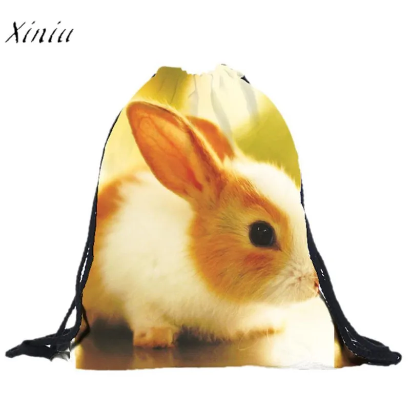 Rabbit Backpacks 3D Printing Bags Drawstring Backpack High Quality Men
