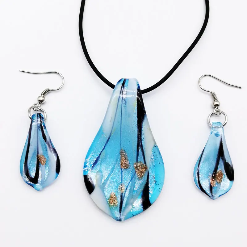 5 наборов синий лэмпворк стеклянные бусины из муранского стекла Серьги Кулон Мода
