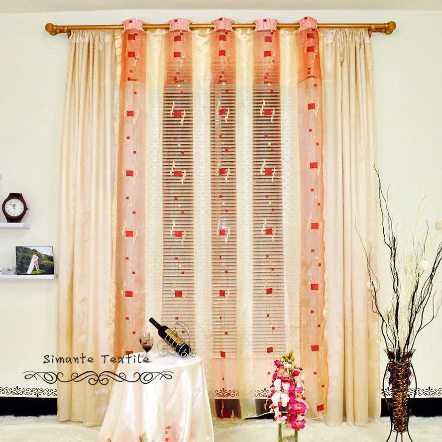 Free shipping simple curtain design organza jacquard sheer tulle ...