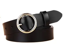 2018 Лидер продаж Для женщин круг металлическое кольцо из натуральной кожи ремень женский Аксессуары для одежды элегантный взрослых поясов