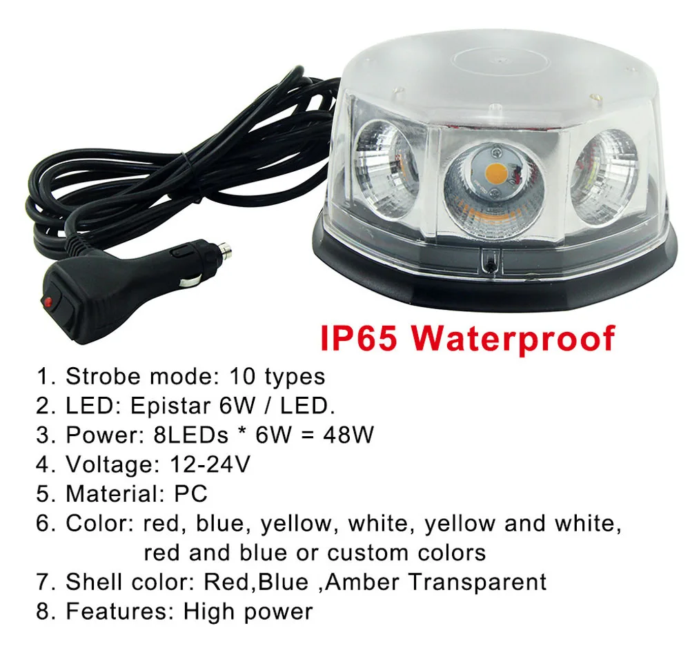 car COB 8 LED flashing warning light lamp 8