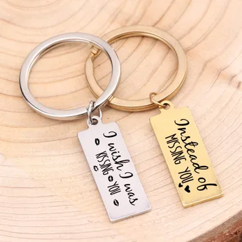 

2 Styles Key Chain Missing You Kissing You Engraved For Long Distance Lover Boyfriend Girlfriend Keyring Jewelry Couple Gift