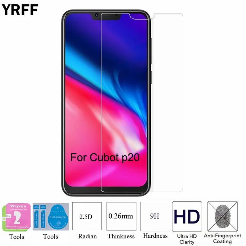 

For Cubot p20 Tempered Glass Film 2PCS 2.5D 0.25mm 9H Tempered Glass Screen Protector Protective Film For Cubot p20 Free Tools