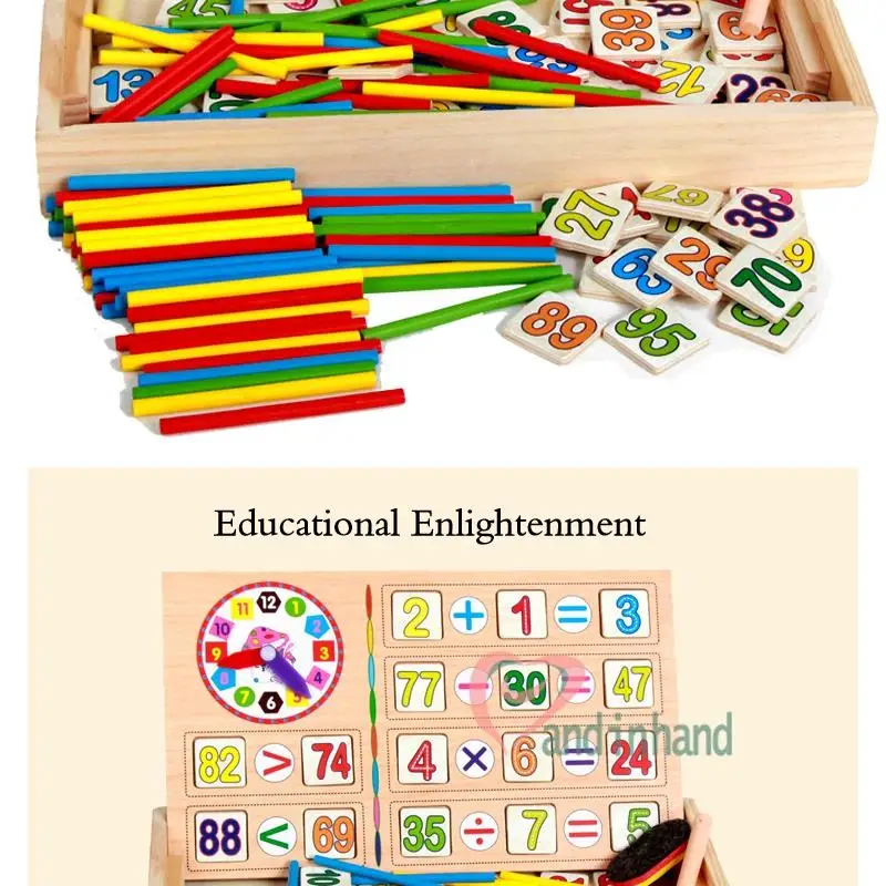 Игрушки для детей деревянные для счета математическая игра Математика детские игрушки многофункциональная обучающая коробка номер обучения часы