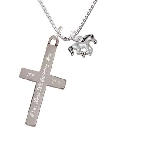 Mini Running Horse - Everlasting Love - Cross Necklace (1)