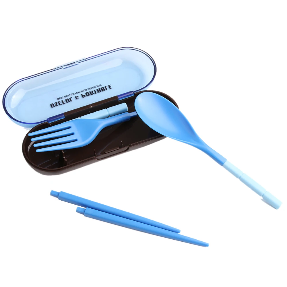 

1Set New Portable Travel Plastic Cutlery Set With Case Tableware Xmas Hot Gift
