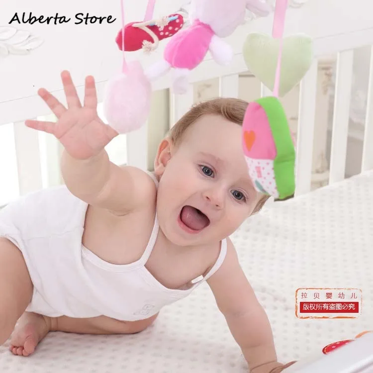 

Songs Baby Mobile Crib Toys Lovely Rabbit Musical Box with Holder Arm Music Newborn Rotate Bed Bell Plush Toy Stroller Rattle