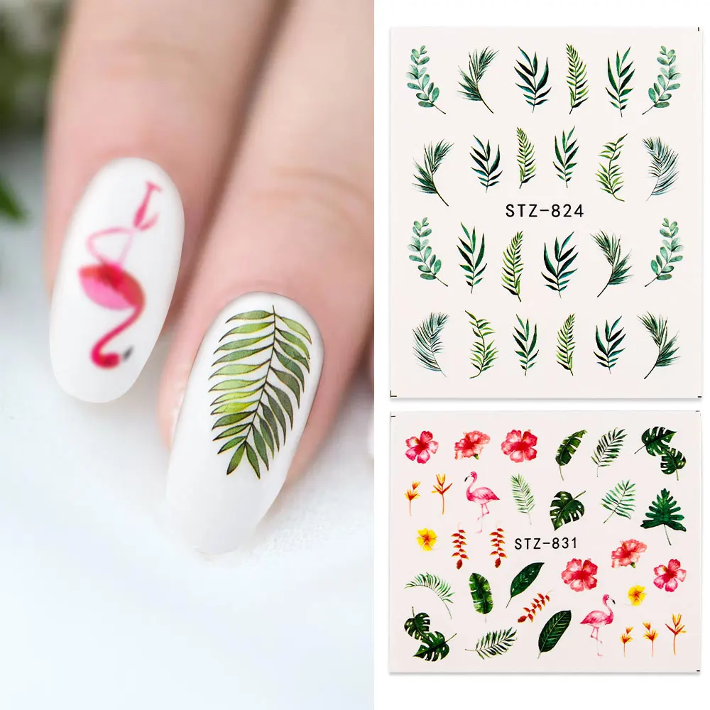 21 шт./компл. Nail Art Наклейки переводятся при помощи Стикеры летние Фламинго наклейки воды Стикеры украшения для ногтей Обертывания ползунки Фольга Стикеры s