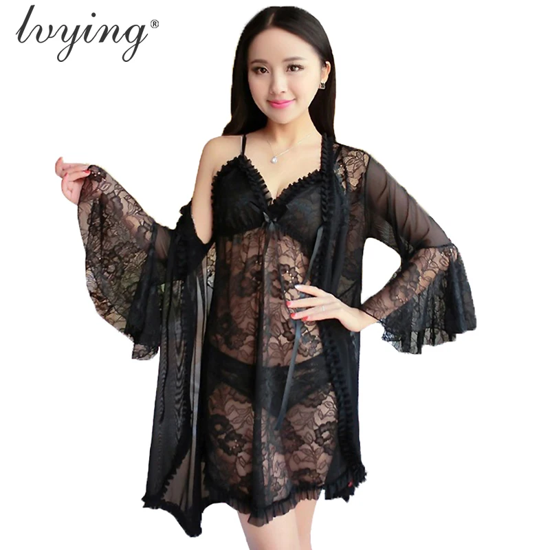 

Sexy Lace Night Dress Women Pyjama Sets Nightgown Suits High End Embroidered Robe Sets Sleepwear Nightpwear Lingerie Bathrobe