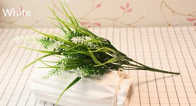 Zinmol 1 шт. зеленая трава с лавандой поддельные зеленые растения 7 вилок Цветочные букеты вечерние свадебные украшения для дома настольные декорации 5 цветов - Цвет: 09white