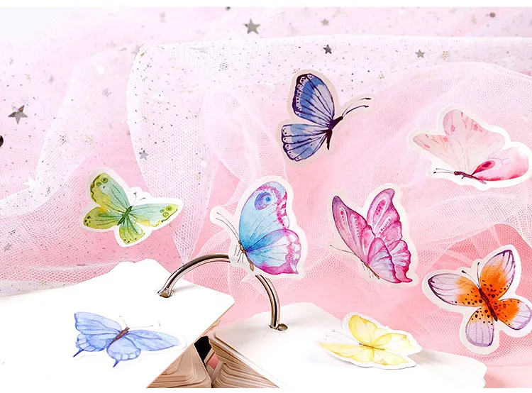 46 шт./кор., с изображением милой бабочки наклейки кавай бумажные наклейки Прекрасный клей наклейки для детей DIY дневник в стиле Скрапбукинг фото Ablums