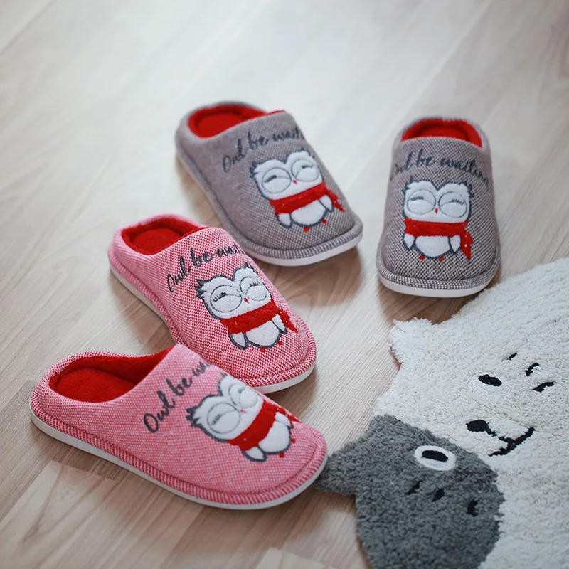 

Women Winter Home Slippers Cute Owl Comfort Memory Foam Warm House Slippers Indoor Outdoor Shoes Women Couple Zapatillas Mujer