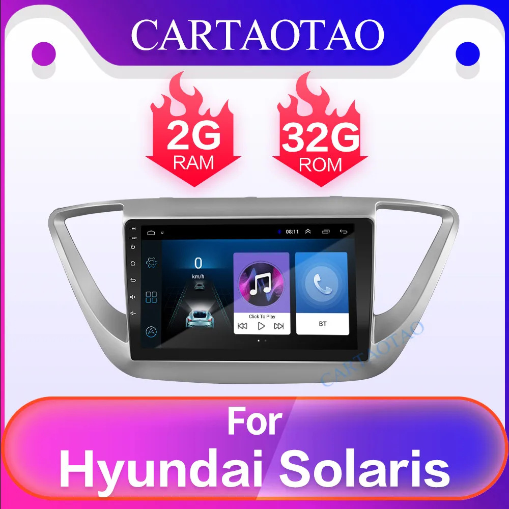Автомобиль Taotao 9 Android навигация 2Din автомобильный Радио плеер Поддержка зеркальные ссылки Автомобильный видео мультимедийный плеер для hyundai Verna Solaris