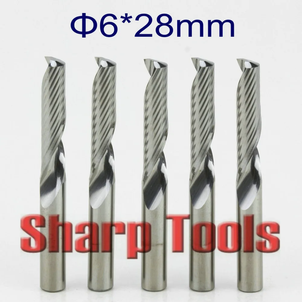 6*28MM Single Flute Cutter Mill CNC End Bit Engraving Machine Tools 1/4