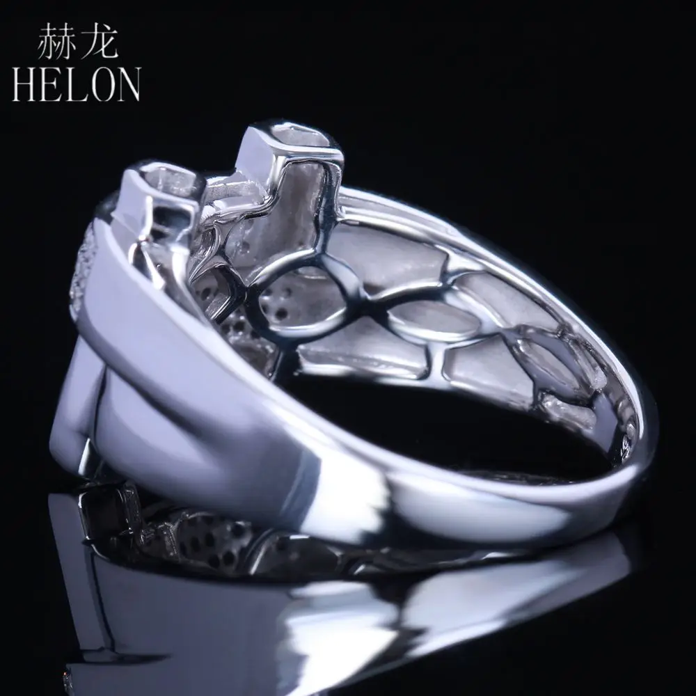 HELON, новинка, для мужчин, s, одноцветное, 10 к, белое золото, 0.3ct, Кольцо C настоящим бриллиантом, для помолвки, модное, проложено, натуральные бриллианты, юбилей, мужское кольцо