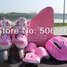 Детские роликовые коньки размер регулируемый синий розовый Z11 комплектов, в том числе зашита сумка шлем
