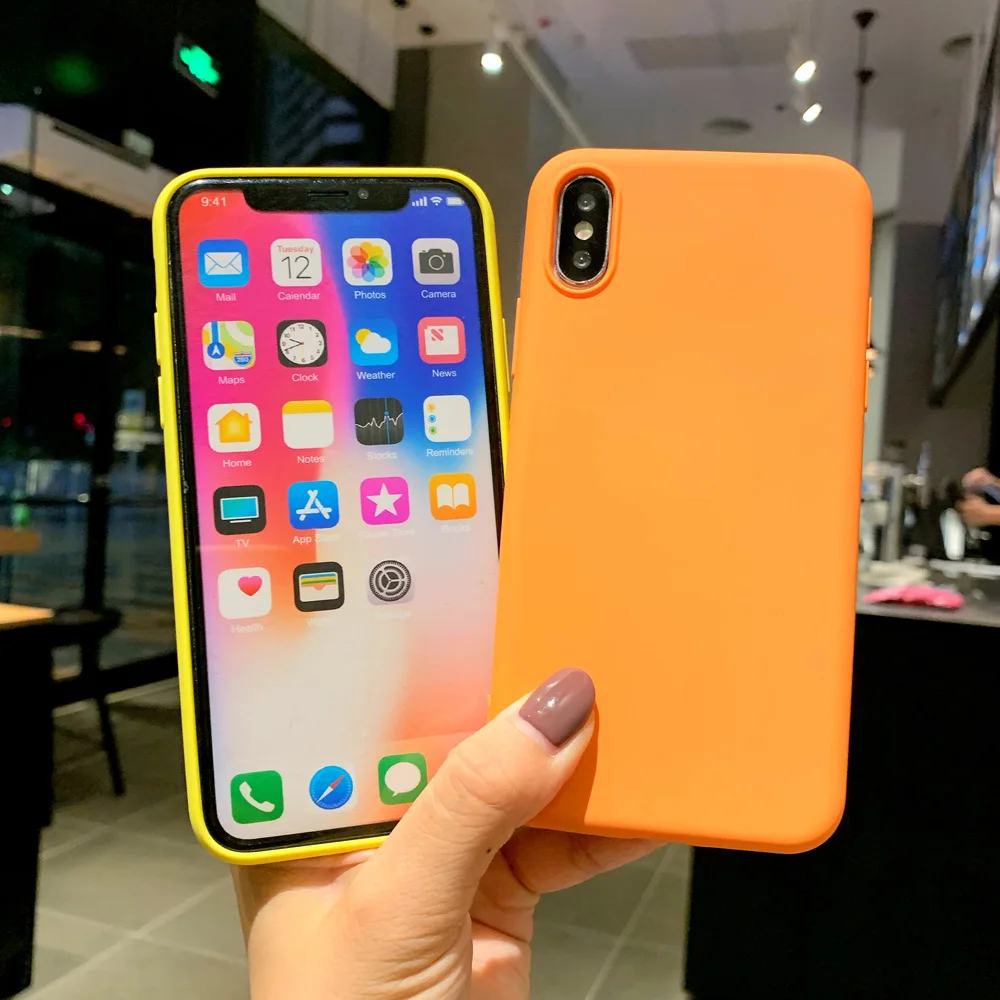 Однотонный силиконовый фланелевый костюм для влюбленных из ТПУ Iphone XR X XS Max 6 S 7 8 Plus