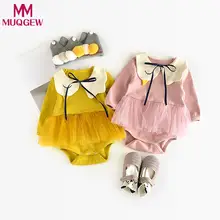 Комплект одежды для маленьких девочек, однотонная одежда с лебедем для новорожденных девочек, комбинезон+ комбинезон, комплект одежды
