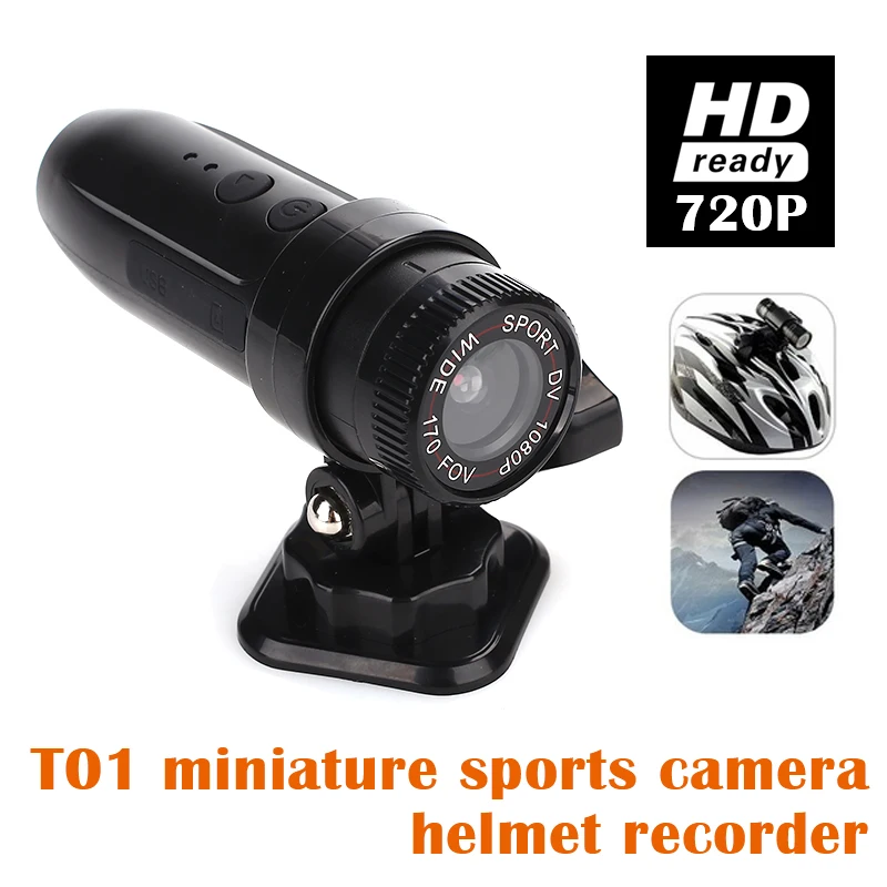 

T01 Mini Camera HD 1080P Portable Waterproof Bike Motorcycle Helmet Outdoor Sports DVR Support TF Card