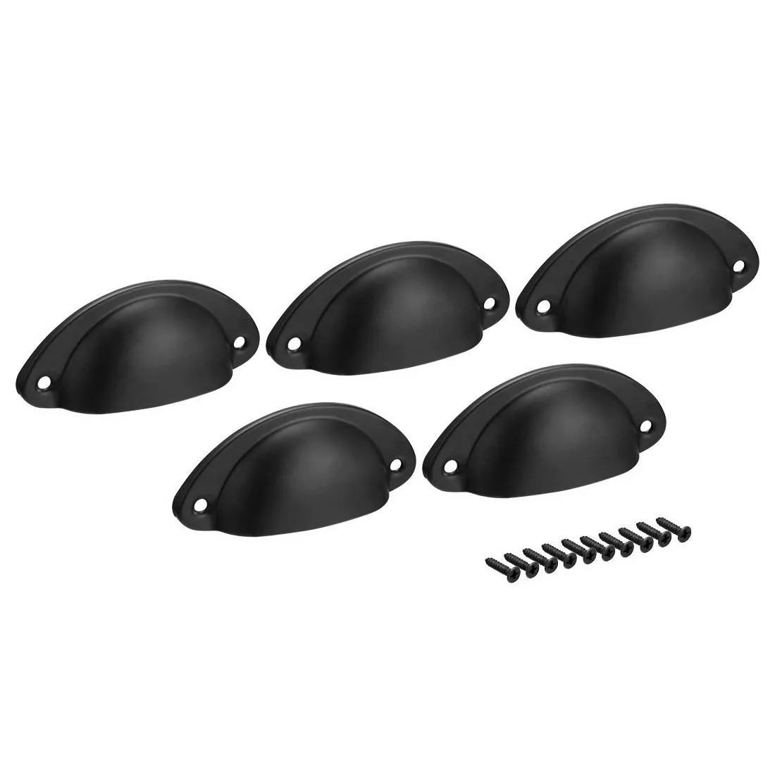 

BMBY Cup Drawer Pull Kitchen Cabinet Handle Black, 66mm Hole Centers, 5 Pack