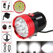 20000 люмен 10t6 Велосипедные фары 10X CREE xm-l T6 LED Велосипедный Спорт Фары головного света+ 36000 мАч 26650 Батарея пакет+ лазерная заднего света