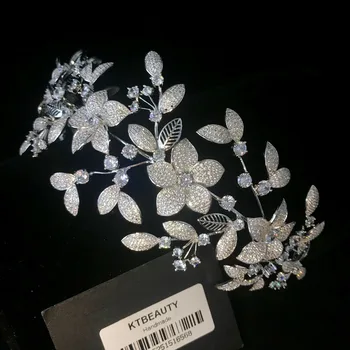 

New Rhinestone Zircon Custom Made Tiara Flowers Fashion Hairband Royal Bridal Wedding Dressing Crown Accessory Women Jewelry
