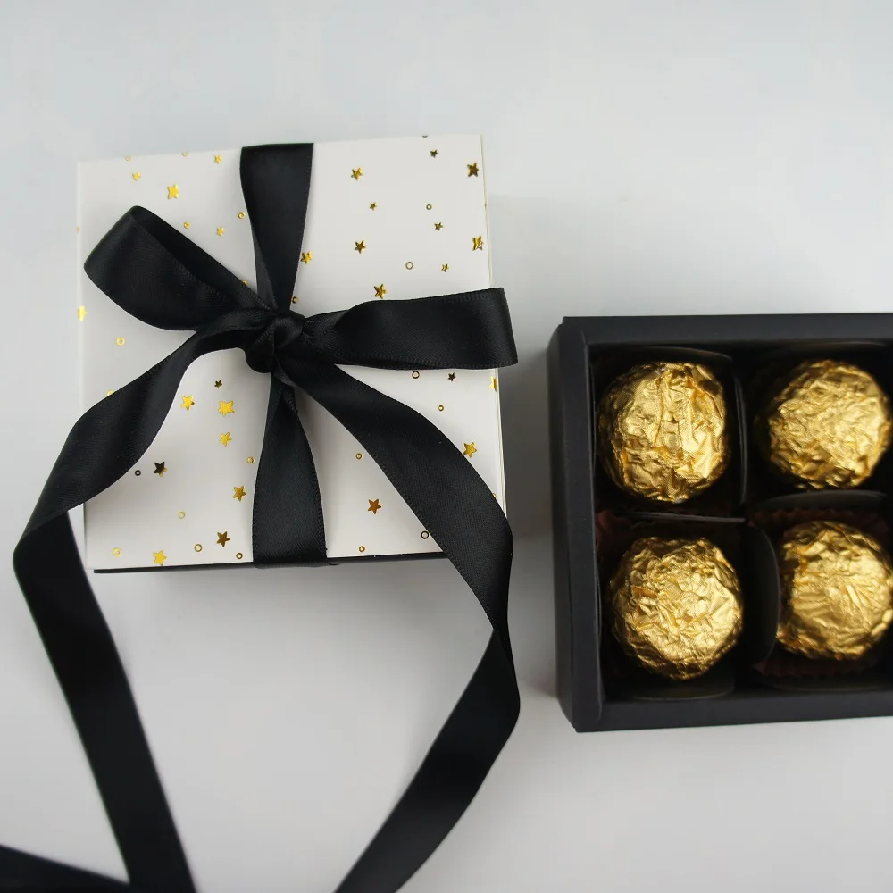 Высокое качество 8,9*8,9*3,5 см золотая звезда узор 10 Набор Подарочная коробка для шоколада День Святого Валентина коробки для хранения конфет DIY ручной работы