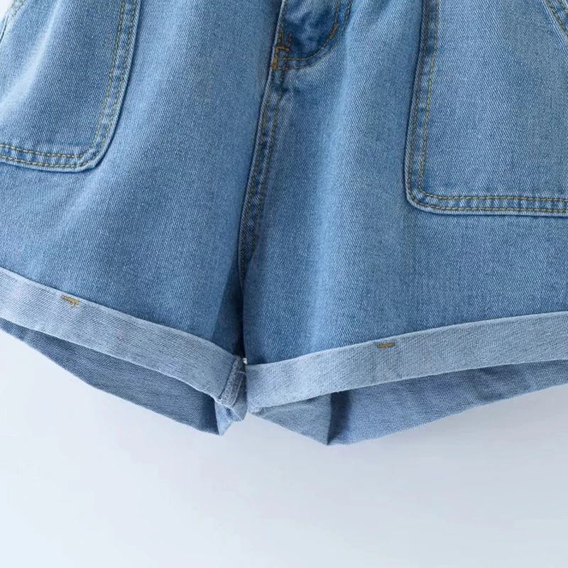 GOPLUS Летние повседневные женские джинсовые шорты в стиле ретро, эластичные шорты с высокой талией размера плюс, синие джинсовые шорты с карманами, женские шорты