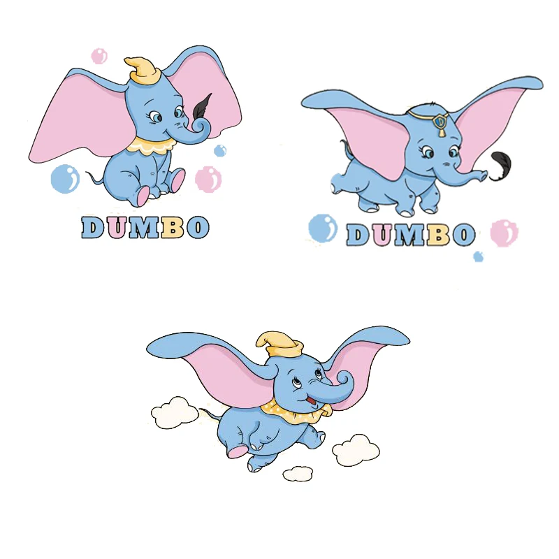 

Cute Small Animal Dumbo Iron on Patches with Children Clothing Application Decor Heat Transfer Stickers DIY T-shirt Badges Print