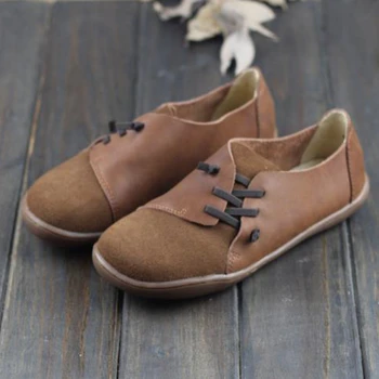 

Women Genuine leather flat shoes barefoot Casual Shoes woman Flats ballerinas sneakers Female Footwear shoes 2020 spring brown
