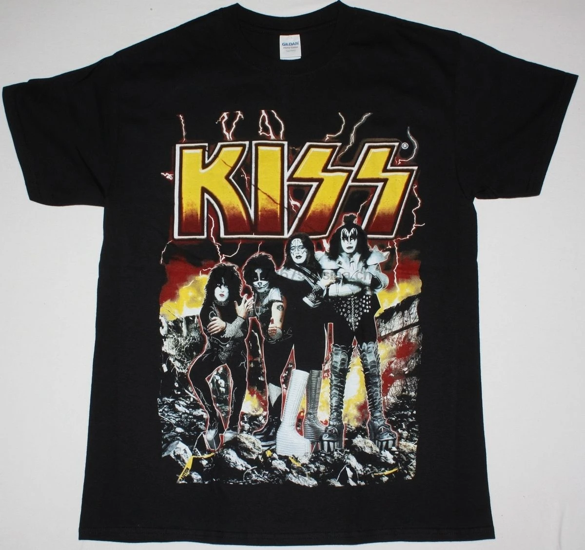 

KISS BAND DESTROYER BLACK T SHIRT HARD N HEAVY GLAM ROCK PETER CRISS ACE FREHLEY