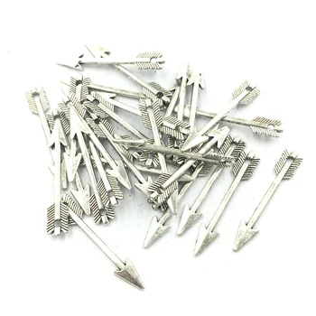 

50Pcs Pendants For Bracelets Antique Silver Tone Tiny Cute Arrow Metal Craft Jewelry Accessories DIY Charms Finding 29mm