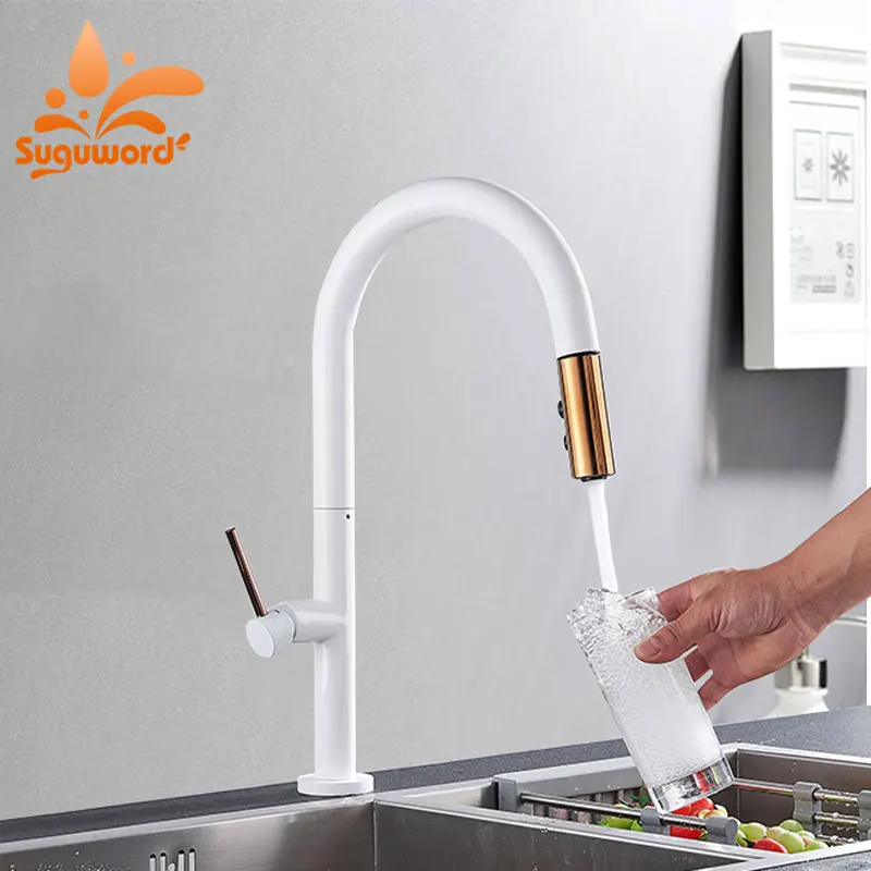 

New Design black white matching Kitchen Faucet Hot cold luxury Sink mixer tap single hole 360 rotation
