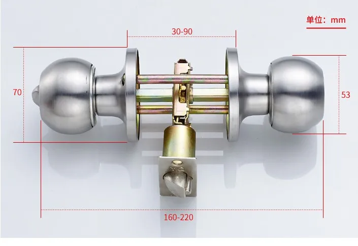 Круглая ручка для дверей, дверные ручки, замок из нержавеющей стали, дверной замок с ключом для спальни, гостиной, ванной комнаты