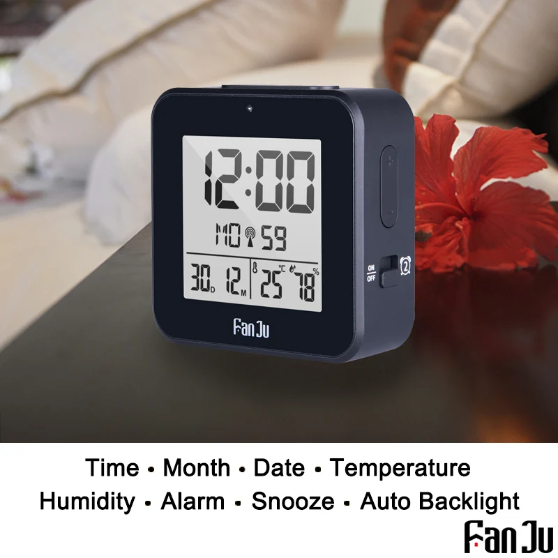 FanJu FJ3533B Будильник цифровой светодиодный часы электронные настольные часы Время термометр Влажность Повтор календарь стол DCF радио часы