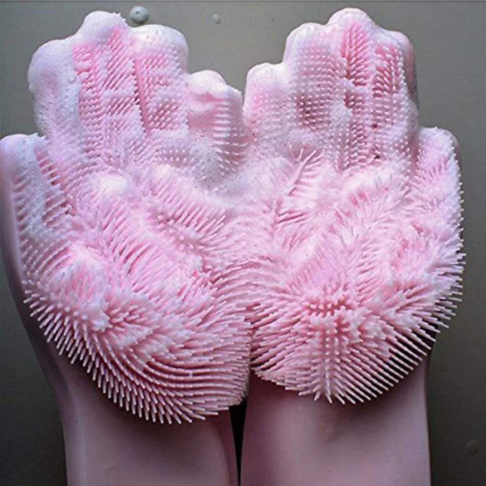 TEENRA пара волшебных силиконовых перчаток для очистки от пыли, мытья посуды, силиконовые чистящие перчатки, щетка для чистки, кухонные инструменты