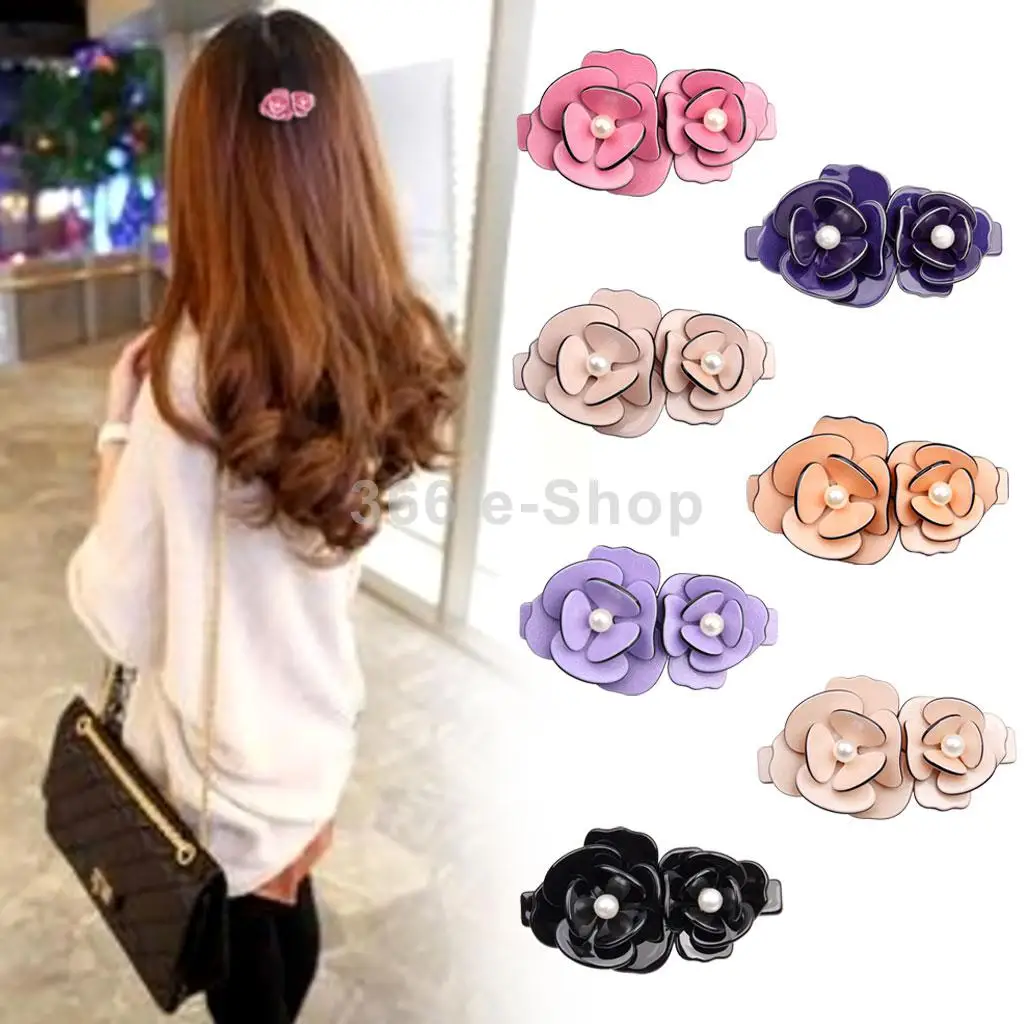 Acrylic Faux Pearls Rose Flower Hair Clip Hairpin Headdress Accessories For Bridal Wedding |
