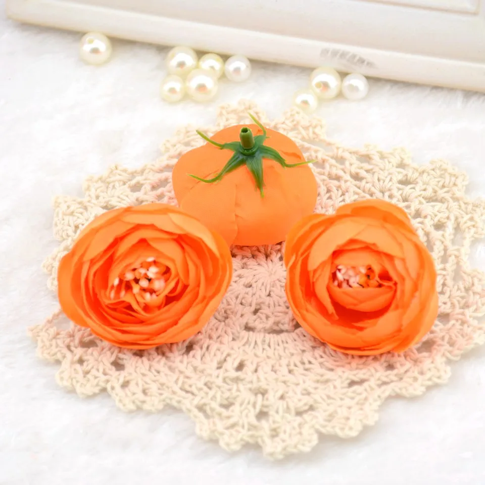 20 шт./лот Шелковый мини небольшой чайный бутон искусственный цветок для свадьбы украшение дома Mariage Flores одежда шляпы аксессуары цветы - Цвет: Оранжевый