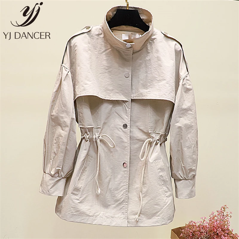 

Short Windbreaker Female 2019 Spring Fashion New Embroidered Letters Waist Stand Collar Long Sleeve Slim Windbreaker Tide H00837
