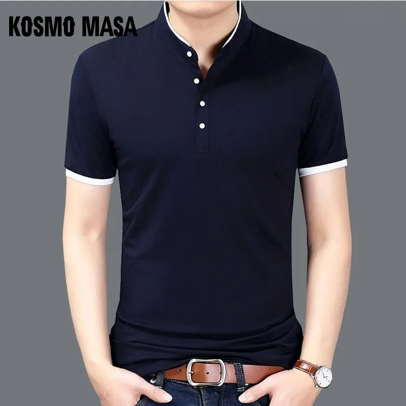 Космо MASA Slim Fit Повседневная рубашка поло для мужчин хлопок короткий рукав 5XL