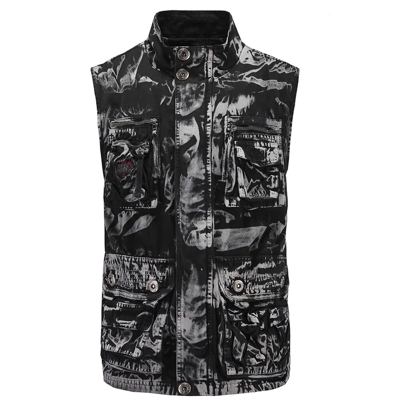 Con Ocultar Tipo us Chaleco Capa Tamaño Sin 2 Casual Cremallera De Mangas Hombres Botón Camuflaje Muchos Algodón Slim Cierre 1 Bolsillos Eu PISqAw