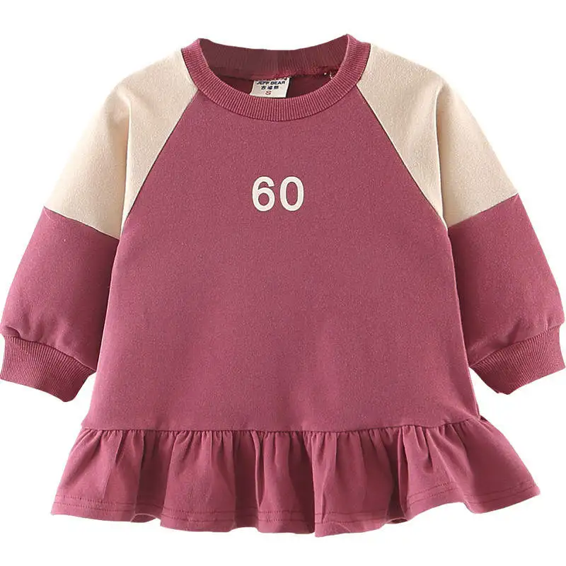 

Baby girl clothes 2019 autumn new baby children digital printing shirt stitching ruffled skirt dress infant clothing